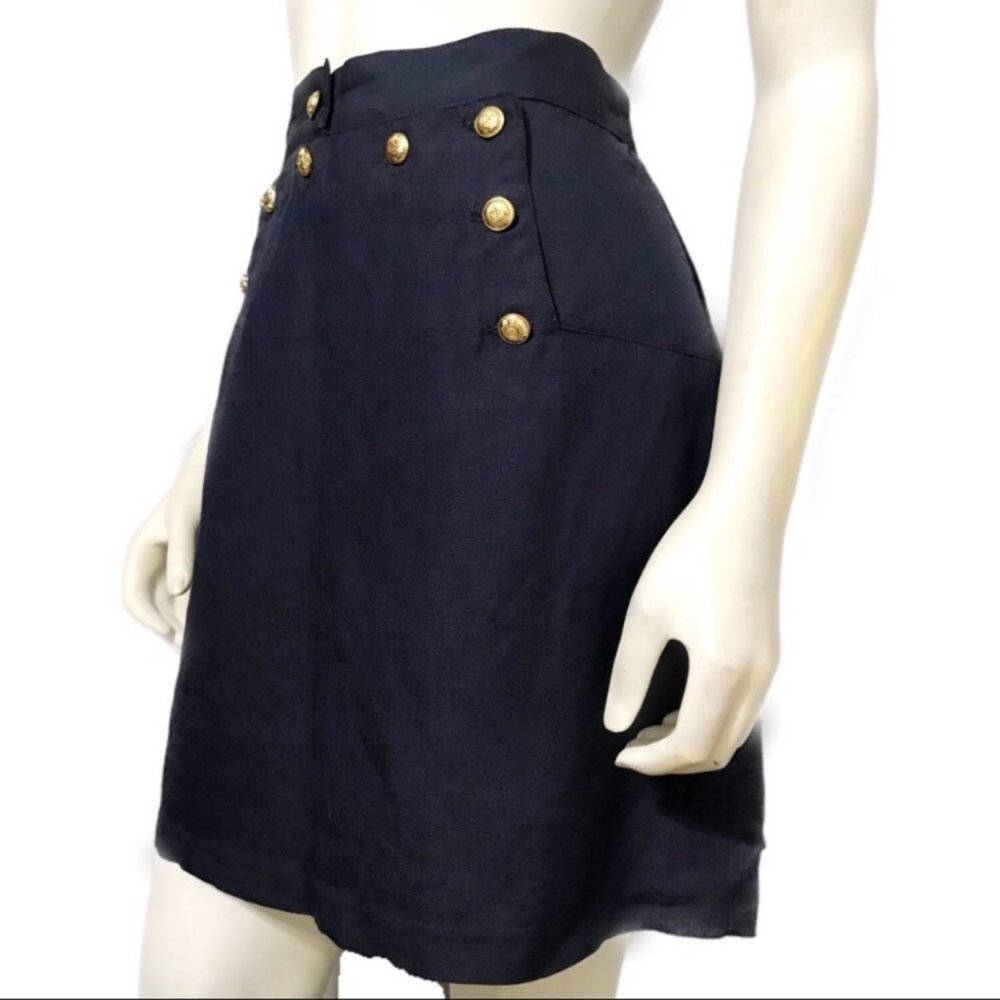 Tina Hagen | Navy Nautical Sailor Linen Skirt Sz-L